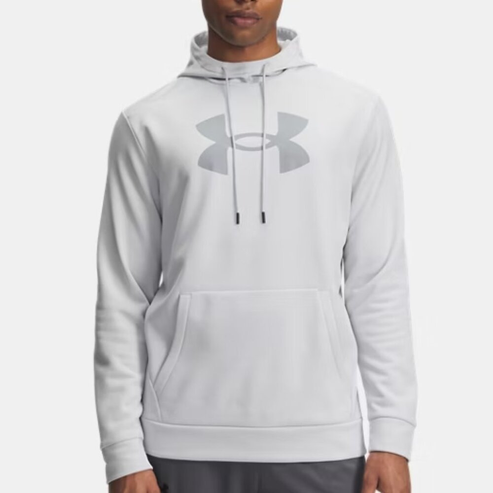 BNWT Men's Under Armour, Armour Fleece® Hoodie Big Logo, Halo Gray / Steel, XL